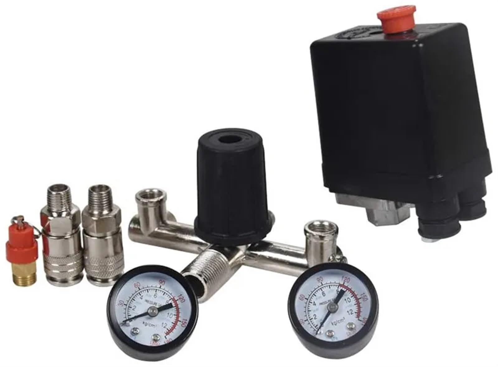 Bomba de compresor Aire 220V/380V 90-120 PSI con Interruptor presión, válvula Control, regulador Alivio del colector manómetro(220v)