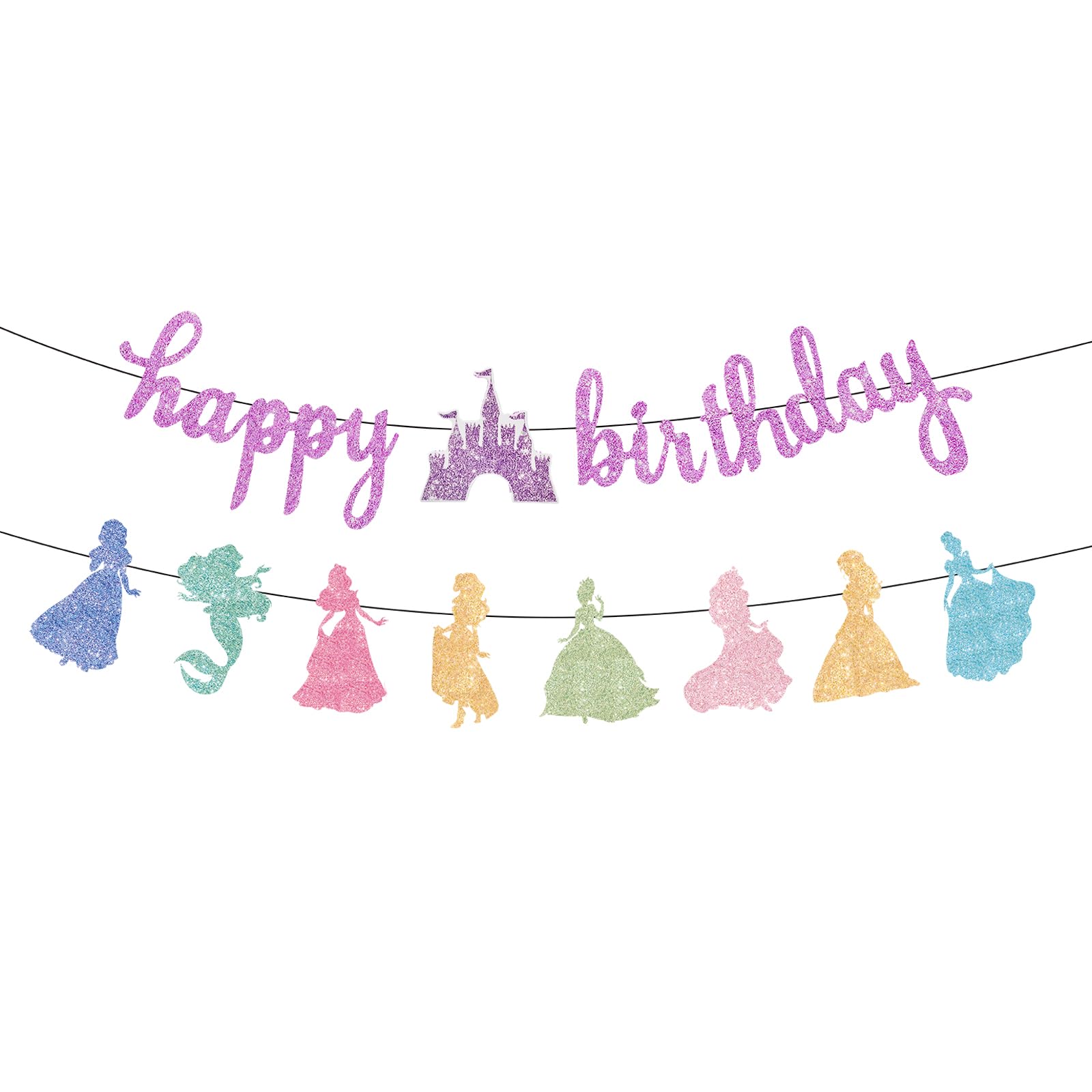 Princess Happy Birthday Banner for Coquette Party Decor, Hot Pink