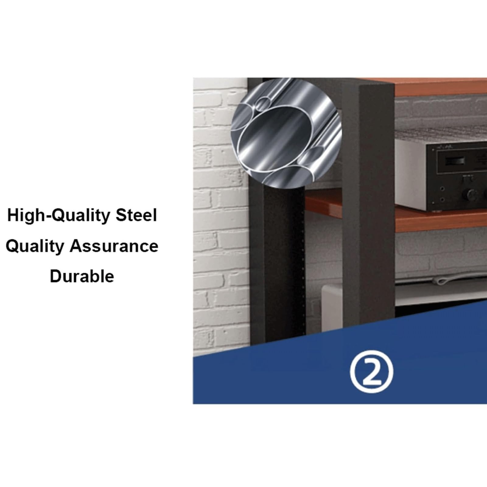 Scaffale aperto regolabile a 3 ripiani, versatile per HiFi, video e decorazioni per la casa, design in metallo nero e legno, perfetto per organizzare piccoli spazi