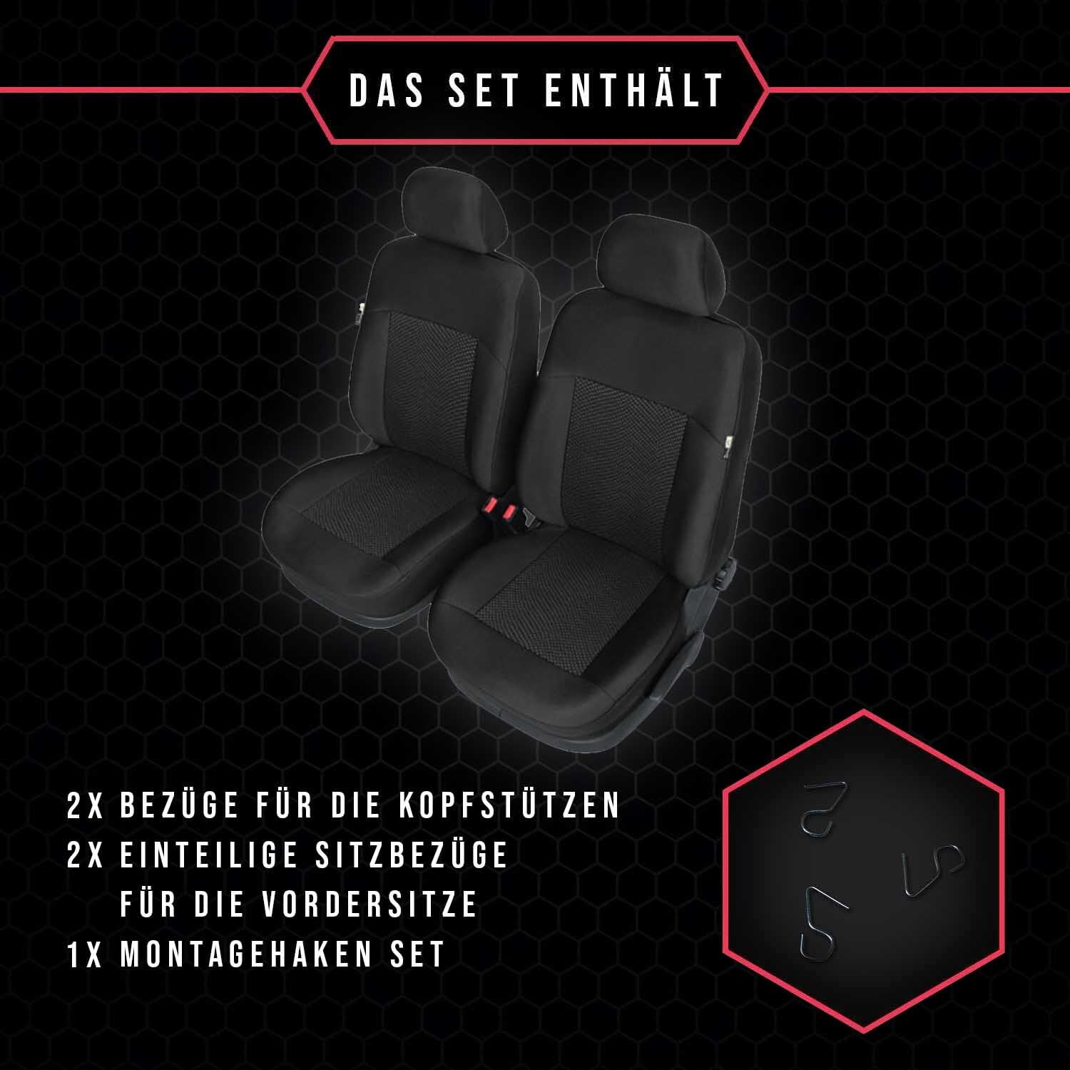 Autositzbezüge Autositzschoner Sitzbezüge 1+1 Front Vordersitze Kompatibel mit Toyota Hilux Auto Sitzbezug Schwarz Autositzauflage Autositz Sitzauflagen Tuning Auto Zubehör Innenraum