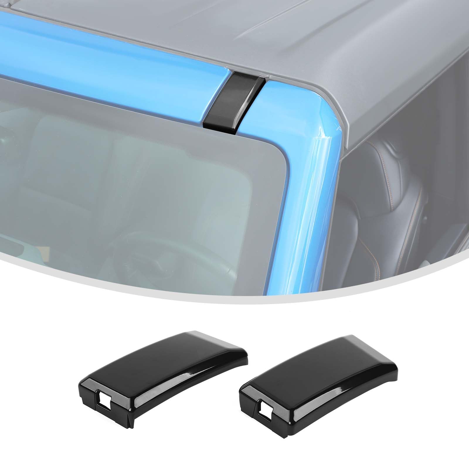 Linskip Windshield Pillar Accessory Replacement Fit for 2021-2025 Ford Bronco &amp; Bronco Raptor Accessories, A-Pillar Base Emblem Cover Trim for 2/4 Door Bronco Accessories(Gloss Black)