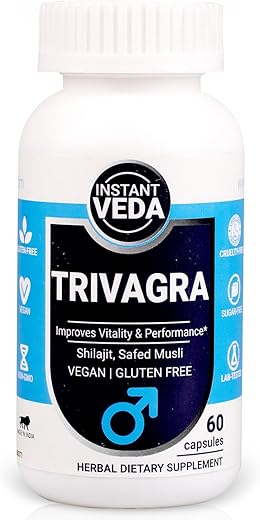 Instant Veda Trivagra Strength and Energy Capsules For Men With 20 Natural Herbs – 60 Capsules