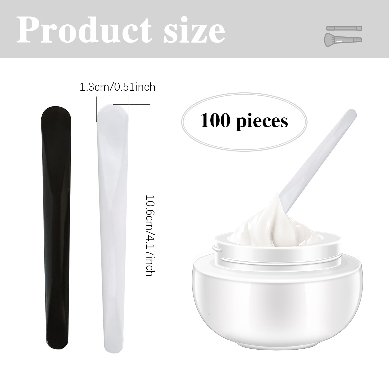 Spatola Cosmetica, Spatola per Crema Viso da 100 conteggi, spatola plastica Trucco, tavolozza per Crema Viso, Mini spatola, Adatta per miscelare e campionare lozione idratante