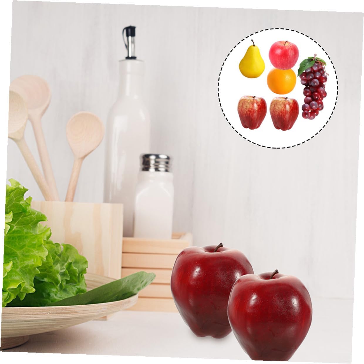 Holibanna 6pcs Artificial Fruit Model Set – Lifelike Simulation Fruits Including Red, Golden Pear, Orange, and Grape – Foam Material Home Décor for Kitchen, Table, and Photography Props
