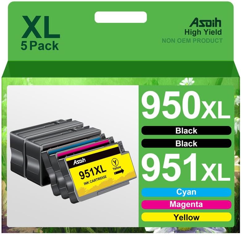 950XL and 951XL Ink Cartridges Combo Pack Compatible for HP