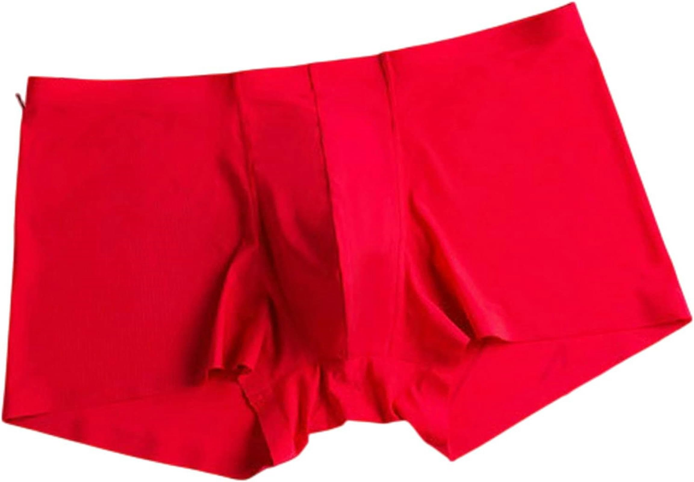 Boxer Uomo 3 Pacchetti Elastici Slip Senza Cuciture da Maschere da Uomo Ultra-Sottile E Traspirante Biancheria da Fuoco A Bassa Vita-XL-3 Red