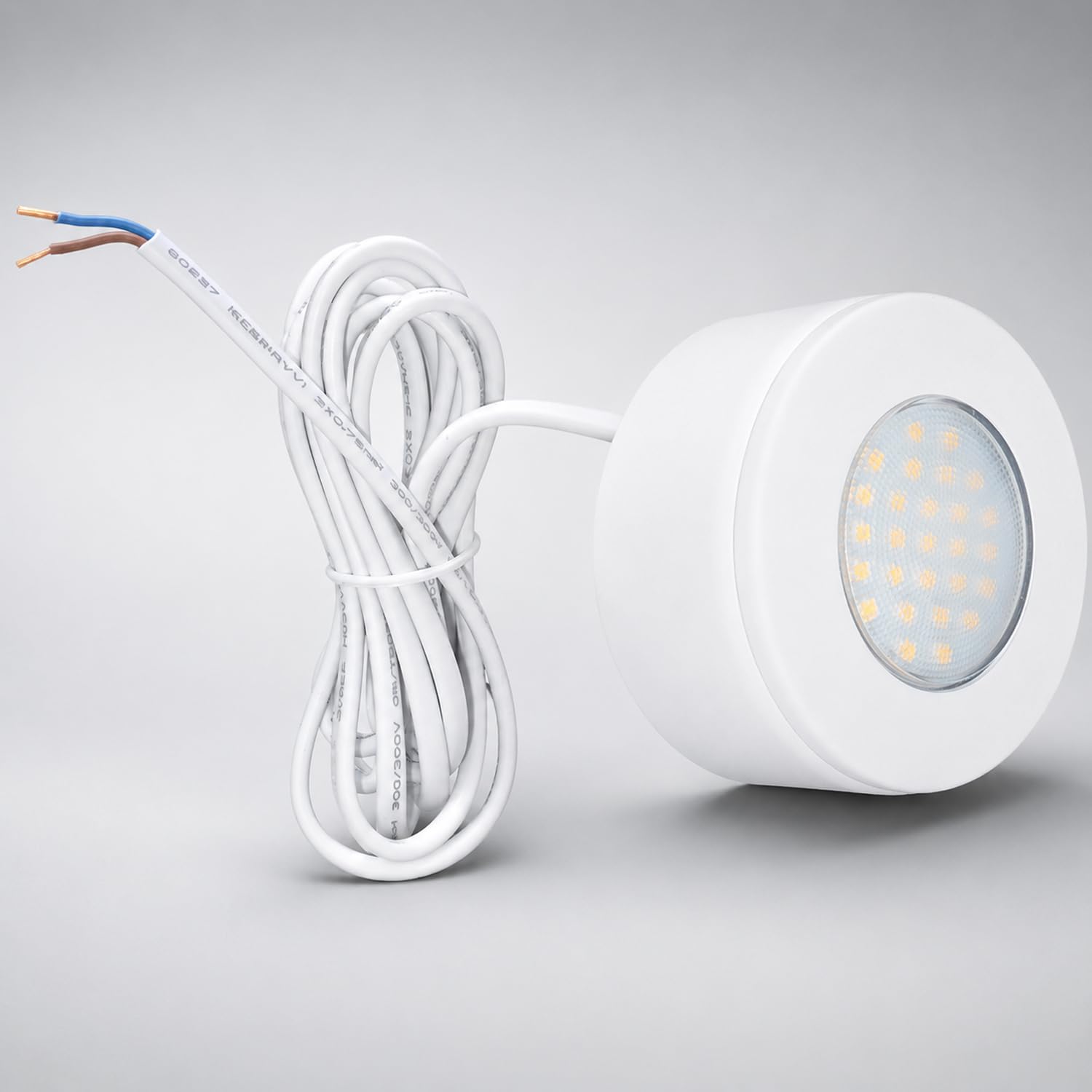 LED Pressed Steel White Under Cabinet Circular Light | 2W 220lm CCT Colour Selectable | Kitchen Lighting | 240V