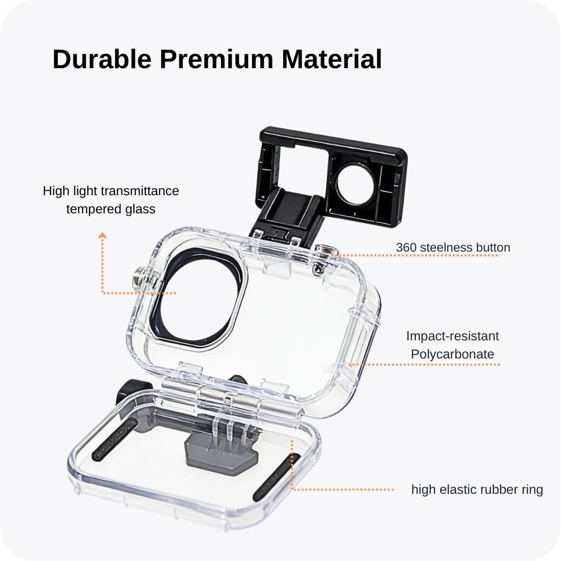 196 ft Waterproof Case for DJI Osmo Action 6 | Underwater Housing Diving Case, Optical Glass Lens, PC and Tempered Glass Material, Anti-Fog Inserts, Dual Cold Shoe Mount