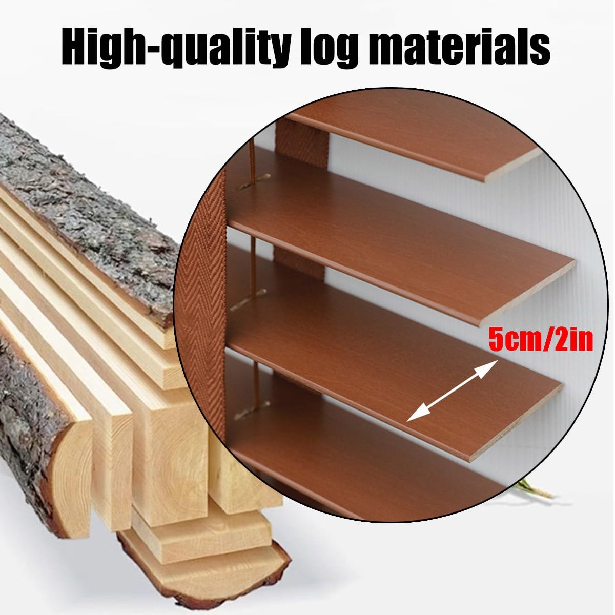 Premium Horizontale Holzjalousien, 50 mm Lamellen, Verdunkelung & Raumverdunkelung, Privatsphäre für Schlafzimmer, Küche, Büro, individuelle Breiten: 45 x 150 cm (75 x 213 cm)