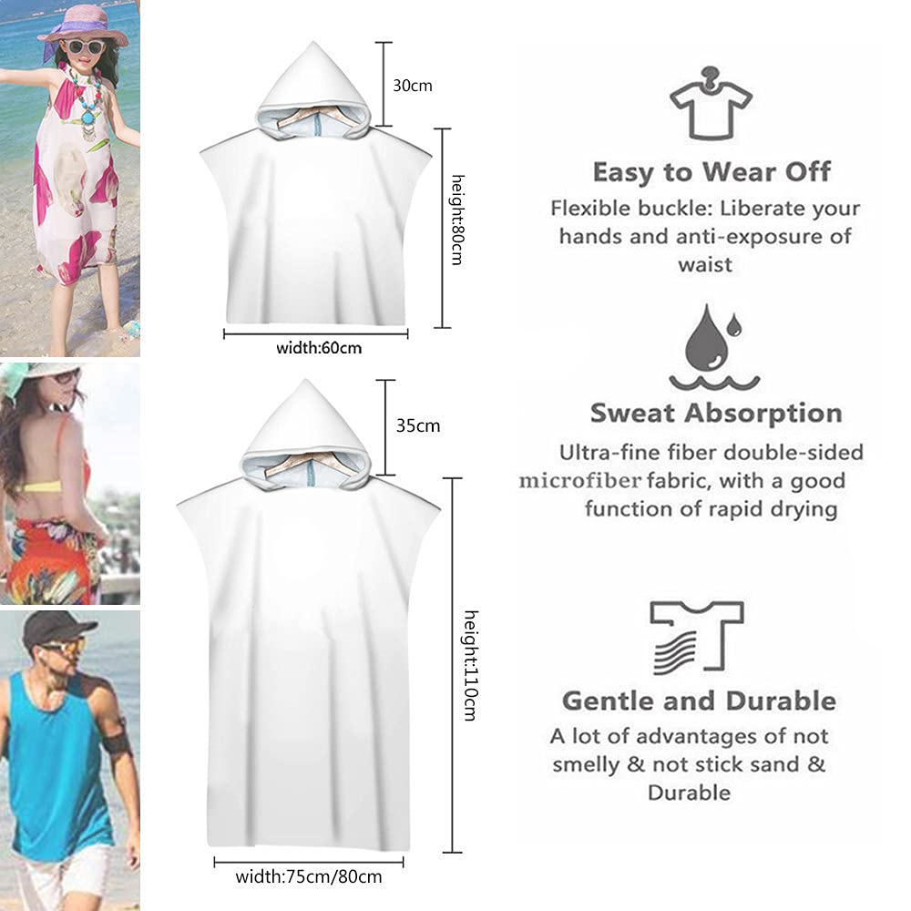 Poncho Telo Cambio Morbuy Con Cappuccio – Microfibra Assorbente, Striscia Geometrica, Per Spiaggia, Piscina, Surf E Palestra (75x110 Cm)