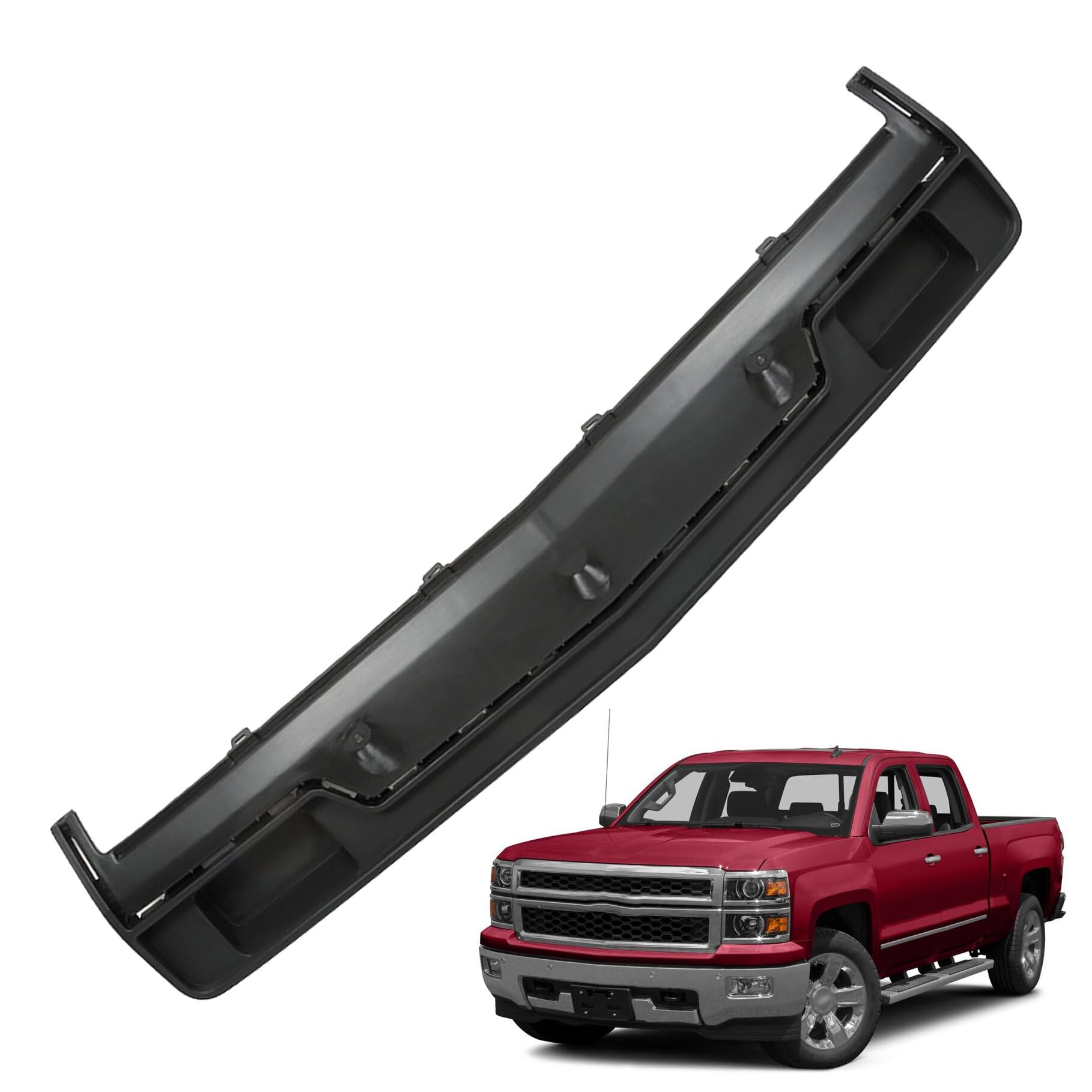 TJHSM Plastic Front Bumper Filler Panel Black with Deputy Decorate Plate without Tow Hooks Hole Replacement for 2014 2015 Silverado 1500 23126910