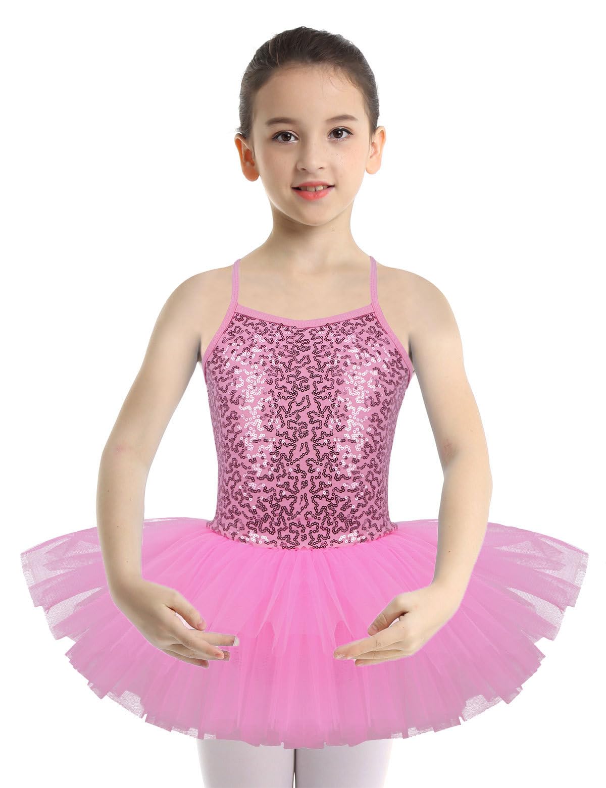 Iefiel Kids Girls Sequins Camisole Ballet Tutu Dress Ballerina