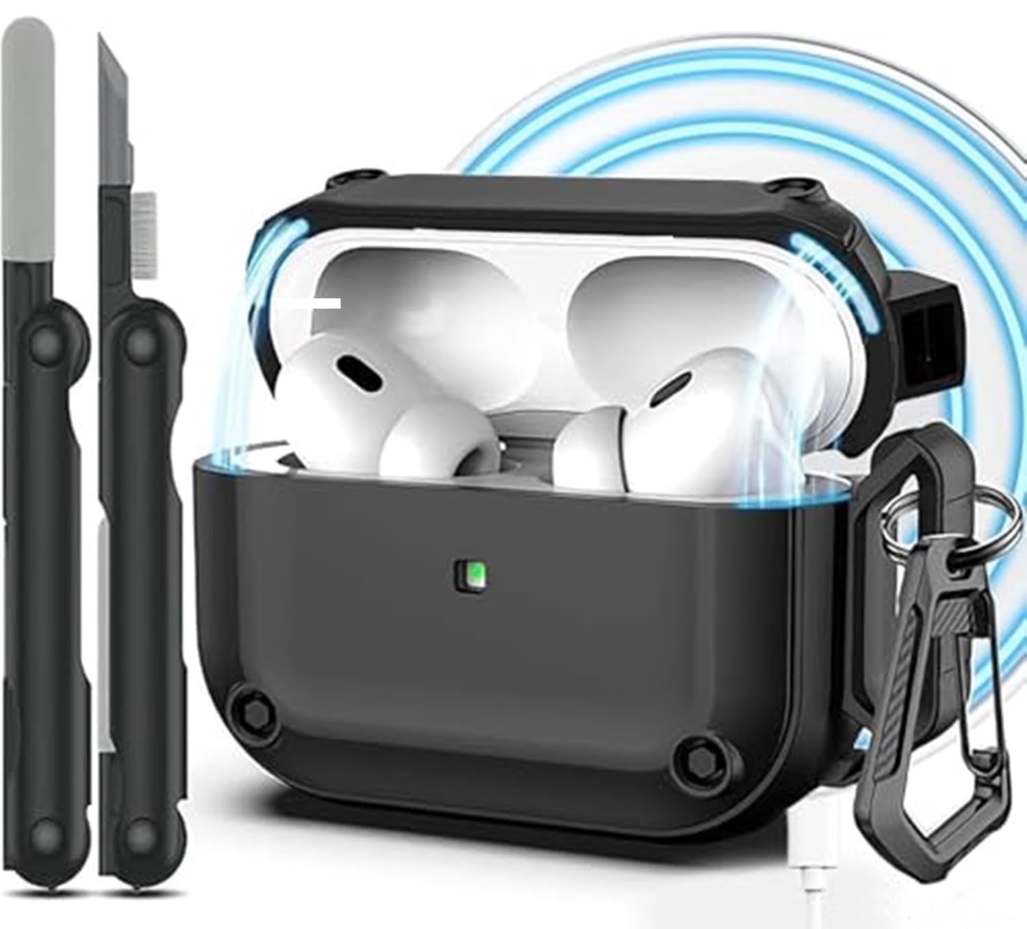 Sounce Compatible for AirPods Pro 2 Case with Mag-Safe, Wireless Charging, Powerful Drop Protection, TPU, Tough Magnetic Cover for AirPods Pro 1st/2nd Generation (2022/2019) with Airpods Cleaning Kit