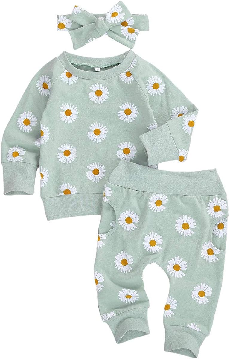 Geagodelia 3tlg Babykleidung Set Baby Mädchen Gänseblümchen Kleidung ...