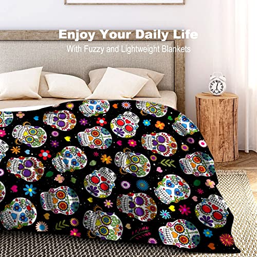 Sugar Skull Blanket Ultra Soft Warm Cozy Flannel Throw Blankets For Women Baby Men Bedding Gifts 50"X40" #TOP5