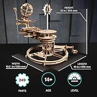 Vista 2 de UGEARS Rompecabezas mecánico Tellurion 3D - Rompecabezas de madera 3D para adultos, kit de maqueta del sistema solar, kits de modelo de madera