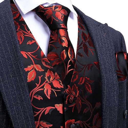 Image of Barry.Wang Formal Men Flower Vest Paisley Jacquard Silk Ties Suit Waistcoat Set Wedding 5PCS