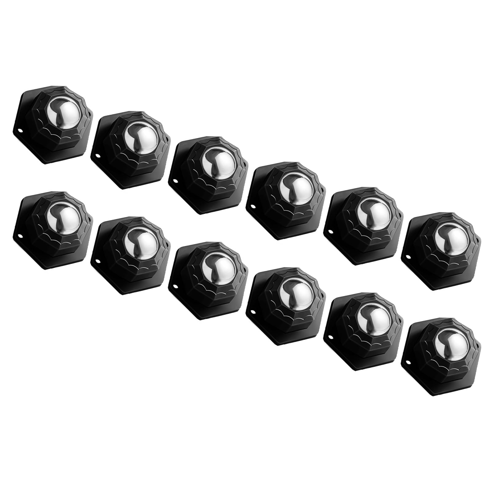 Pack Of 12 Adhesive Rotating Self Stick Swivels Rollers Easy & Smooth Movement Simple Installation For Furniture