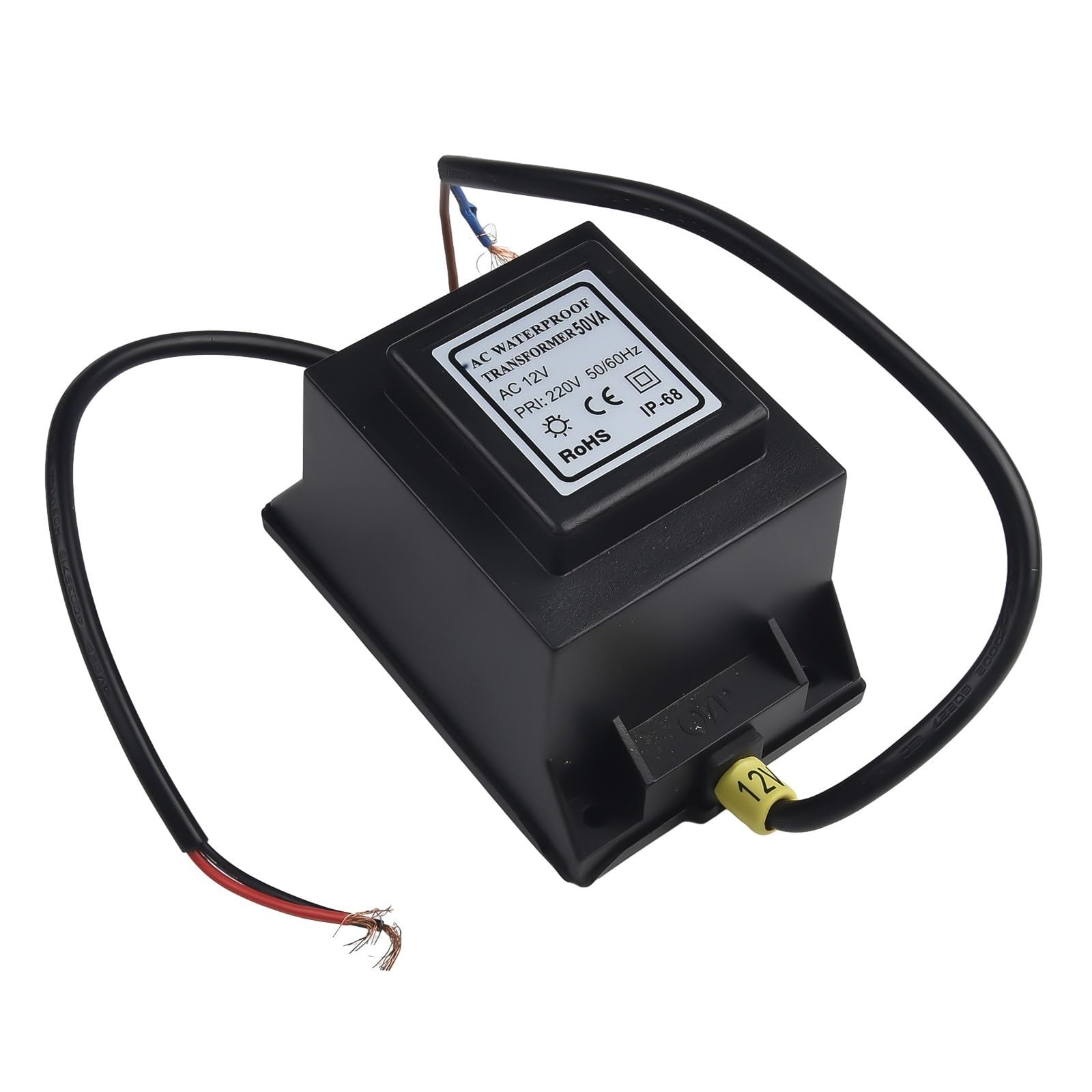 EasyByMall LED Trafo 12V AC/AC Netzteil IP67 Wasserdicht für Gartenbeleuchtung Außen 5W-80W Eingang 220V Kurzschlussschutz