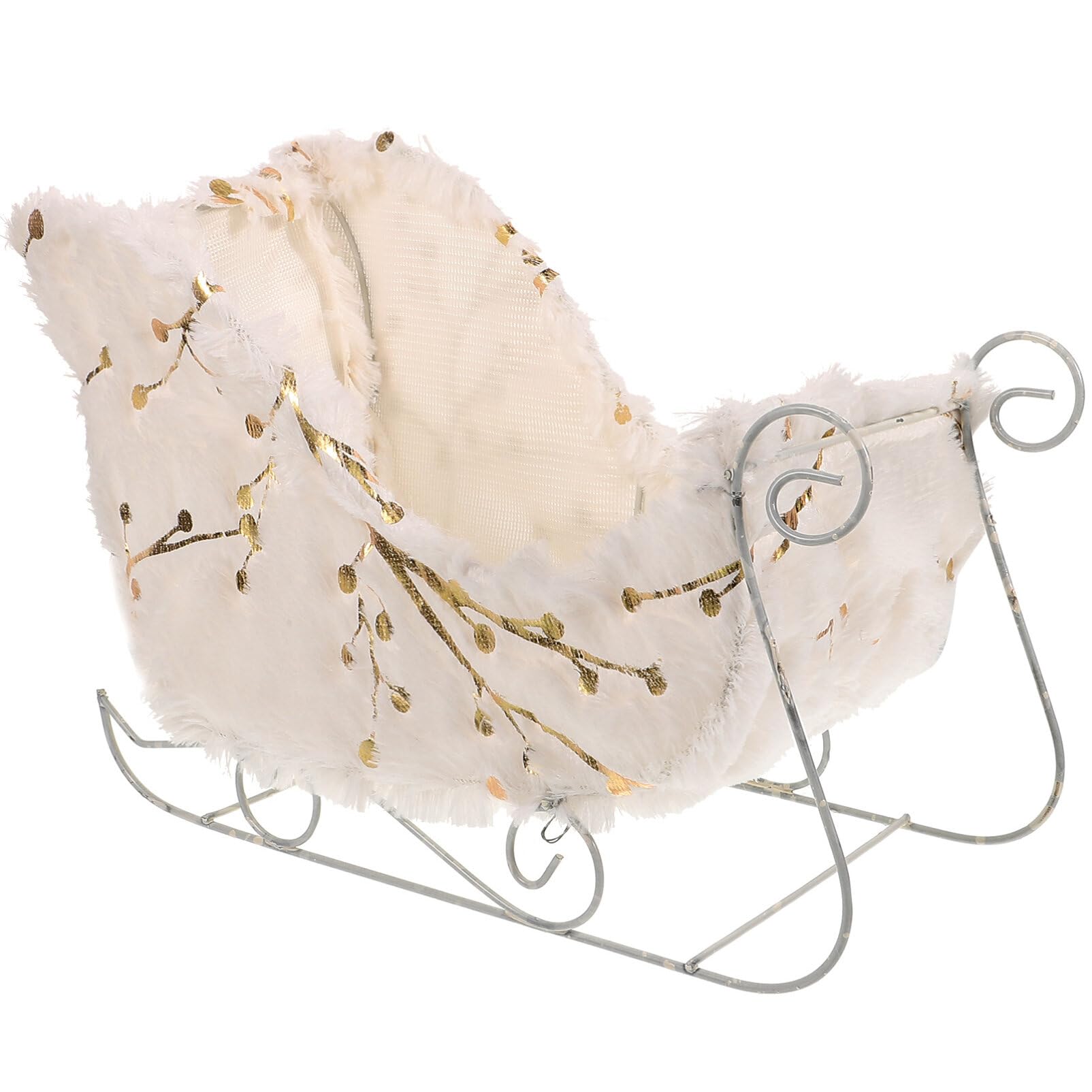 HOLIDYOYO White Santa Claus Christmas Decor - Santa Sleigh Decoration Faux Fur Xmas Table Centerpiece for Table Top Holiday Home Decorations