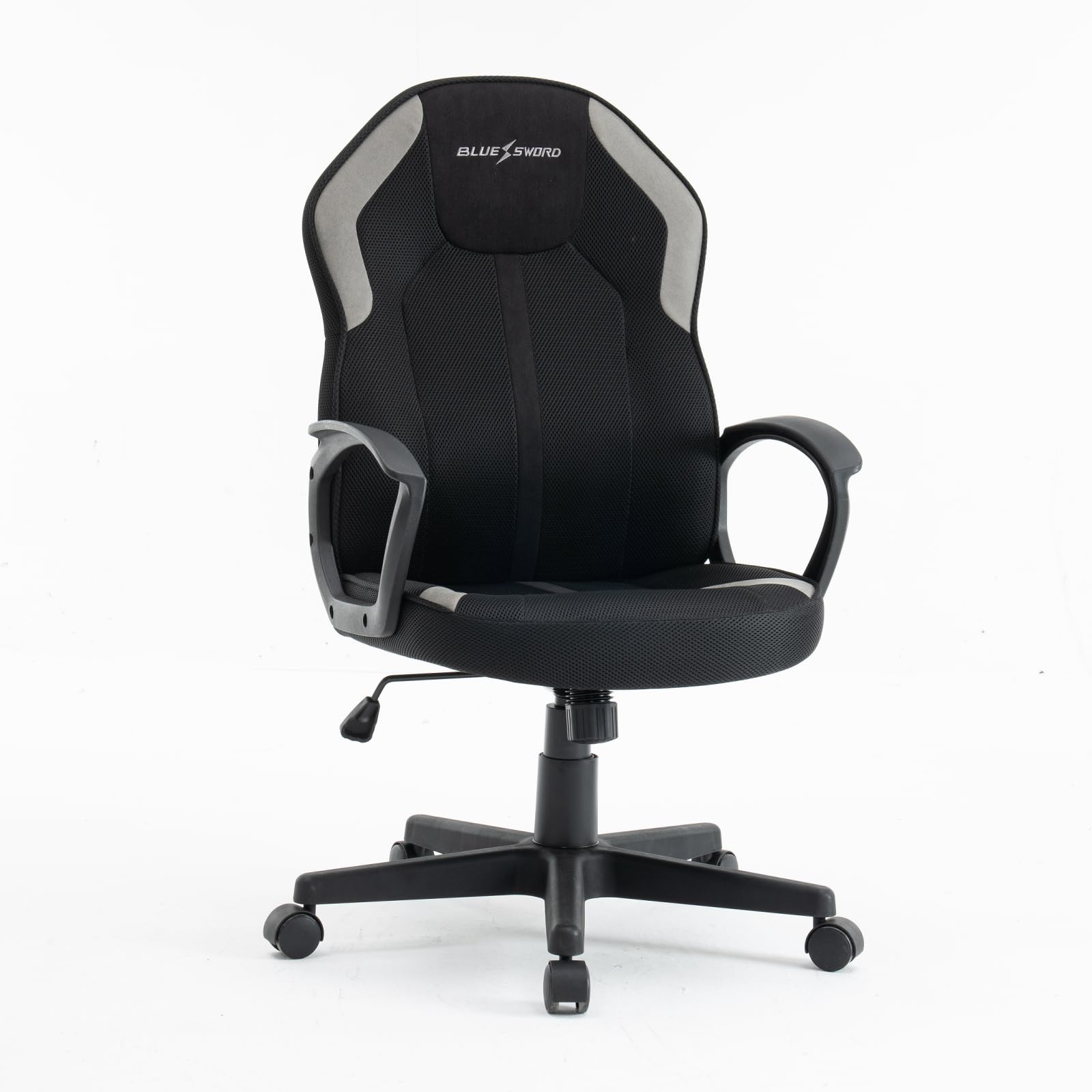 Silla de oficina ergonómica – Malla y tejido tecnológico, altura ajustable, rotación suave, inclinación suave, soporte lumbar, silla de escritorio para el hogar o la oficina, color negro