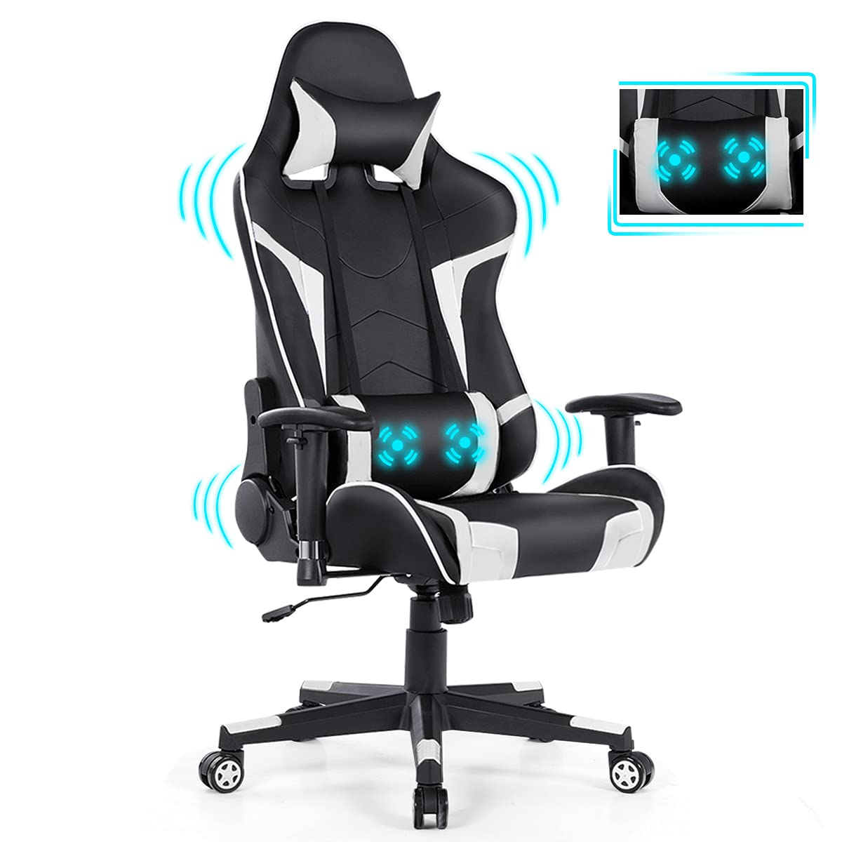 Buy GYMAX Massage Gaming Chair, Racing Computer Swivel Chair with