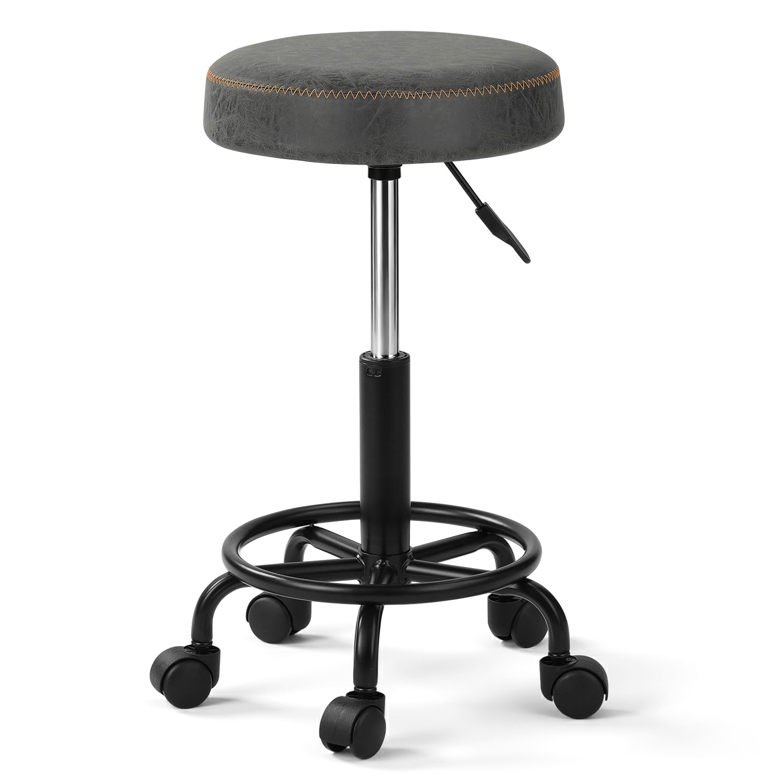 TactFire Ergonomischer Rollhocker mit Rückenlehne Arbeitshocker Drehhocker Rollhocker 360° drehbar Höhenverstellbarer 48-58cm für Büro Salon
