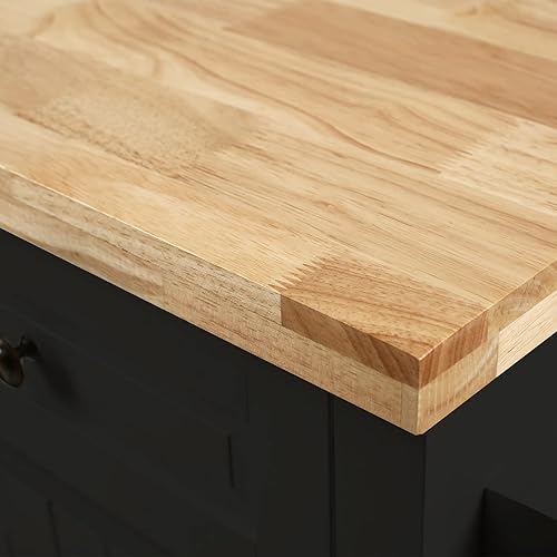 Miniatura 6 de NSdirect Carrito de isla de cocina, barra de cocina y carrito de servicio, ruedas con estante para especias, toallero, carrito de almacenamiento con