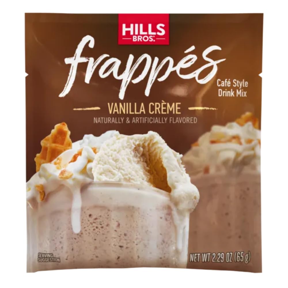 Frappés Instant Drink Mix – Indulgent Café-Style Beverage – Gluten-Free, Kosher-Certified – Easy to Make Hot or Cold – Premium, Rich Taste, Gourmet Coffee Experience – Vanilla Crème, 2.3 oz ( Pack of 12 )