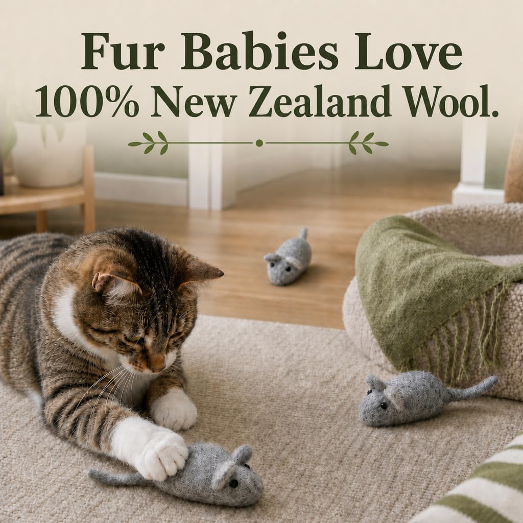 Felt Cat Toys - 3 wełniane zabawki z myszy dla kotów i kotów, kolor may vary, duże, ręcznie robione mice