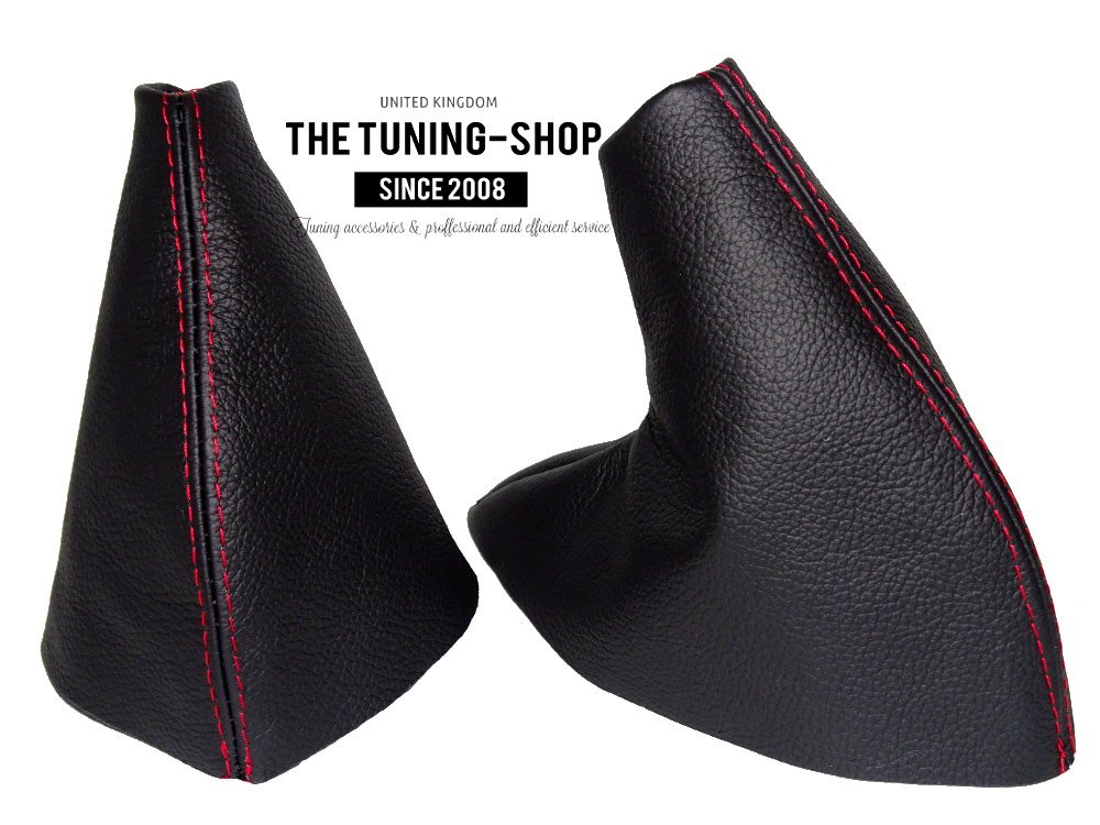 For MG TF 2001-05 Shift & E brake Boot Black Genuine Leather Red Stitching