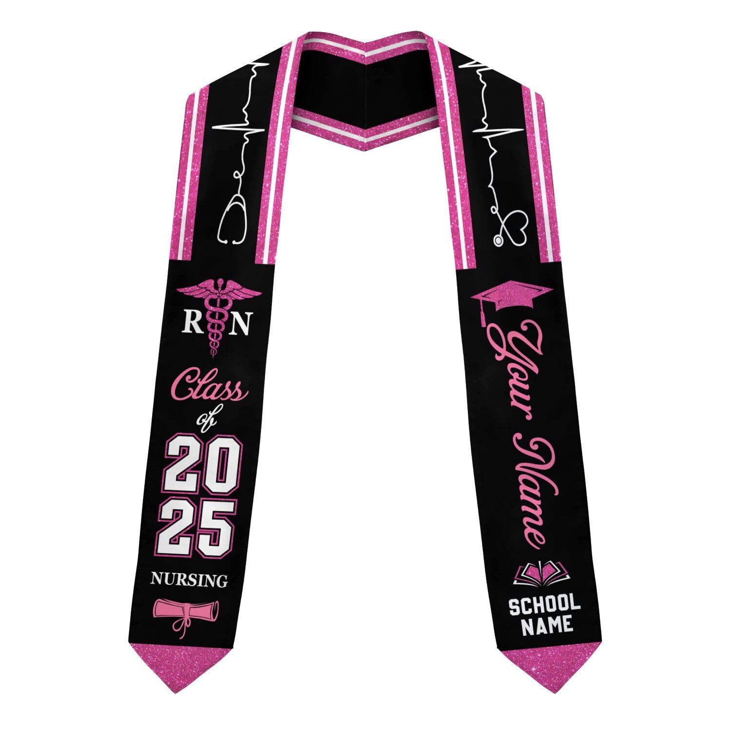 MonkeyVan Personalized Graduation Stole for Nursing Student, Nursing Stole Graduation 2025, RN Nursing Sash Grad Gifts S303