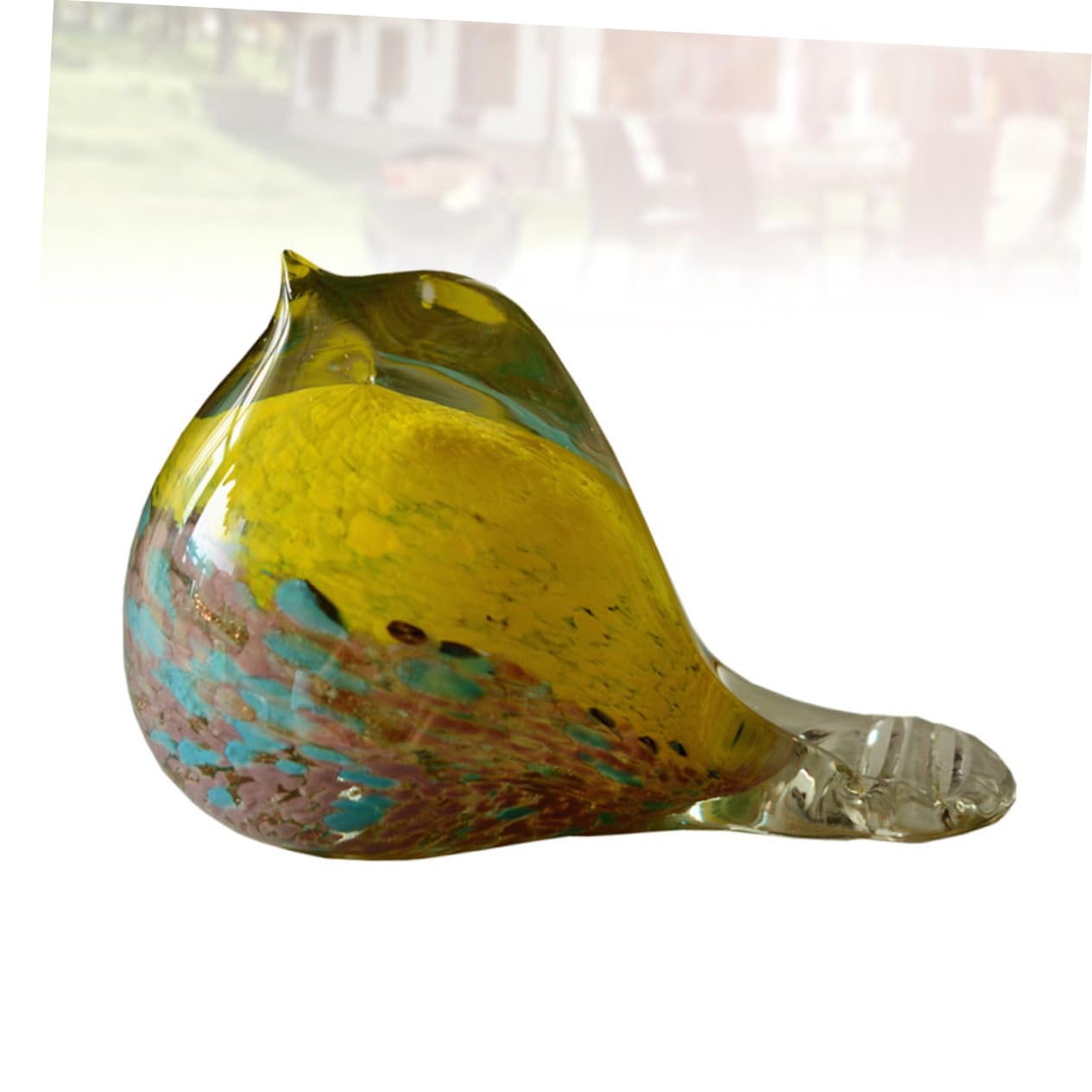 Ciieeo Glass Bird Figure Yellow Decorative Ornament for Bedroom Bookshelf Photo Prop