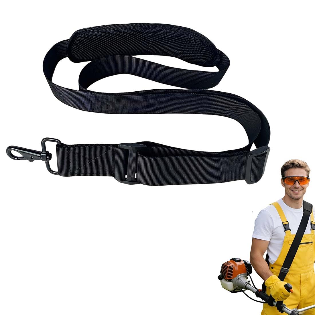 HIYAHB Strimmer Harness Shoulder Strap, Adjustable Weed Trimmer Brush Cutter Padded Garden Tool Carry Belt, Grass Trimmer Support Strap, Mower Strap, Universal Garden Tool