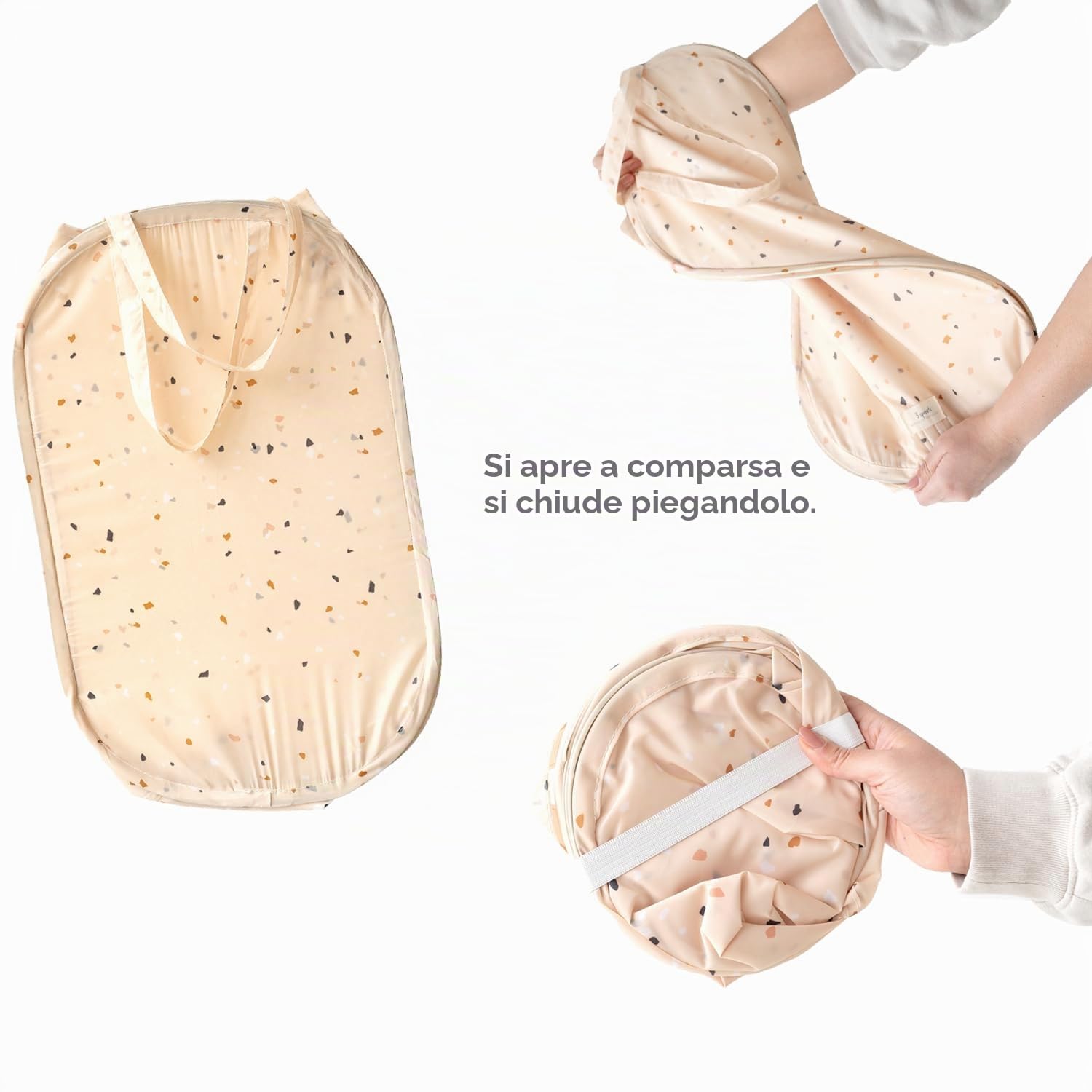 3 Sprouts - Cesto Biancheria Sporca - Porta Biancheria Sporca - Cesto Panni Sporchi - Cesta Portabiancheria per Bambini - Contenitore Salvaspazio - Terrazzo Beige
