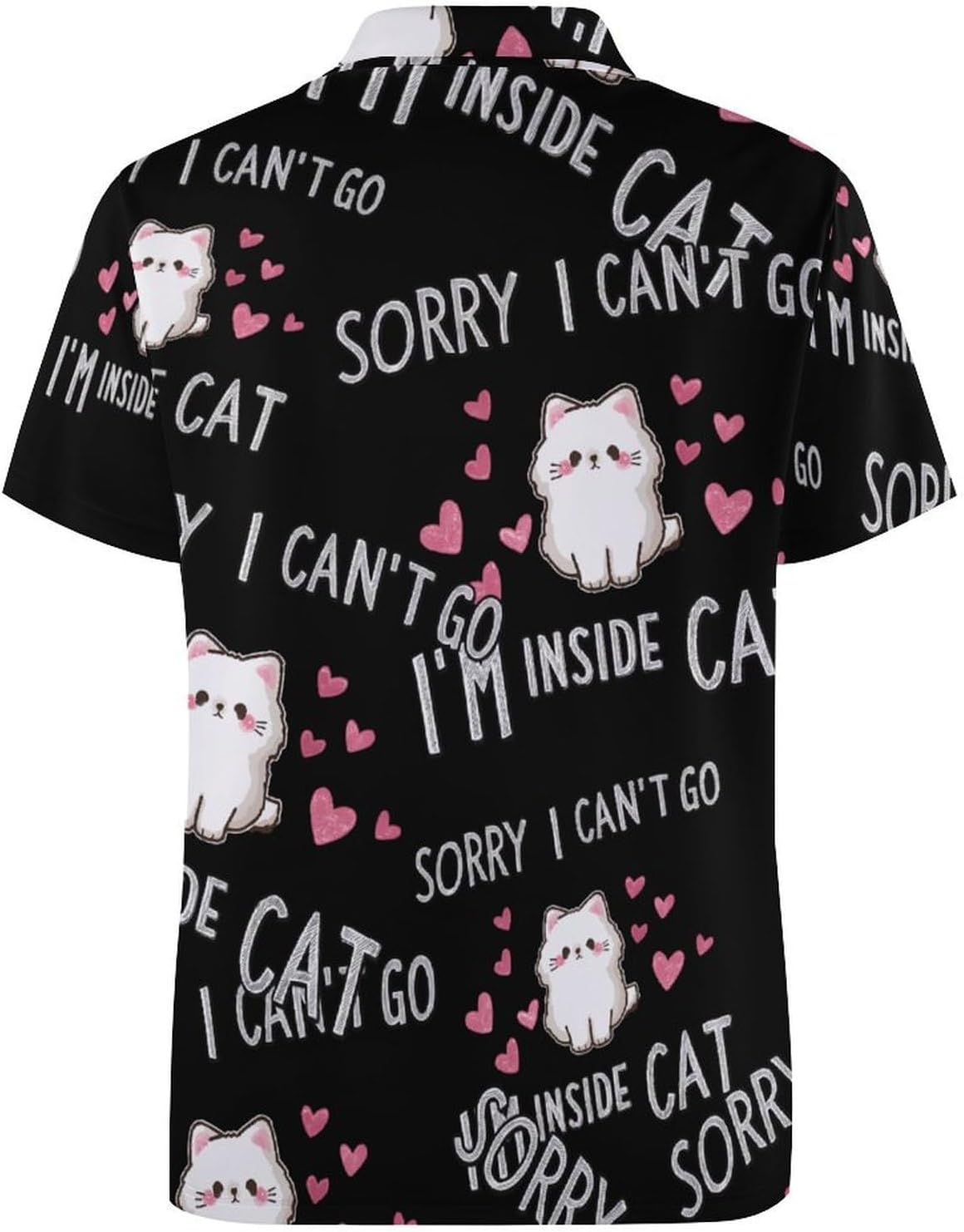 Sorry I Can’t Go I’m an Inside Cat Men's Polo Golf Shirts Collared T-Shirt | short sleeve,three button,quick dry,machine washable,summer tee top