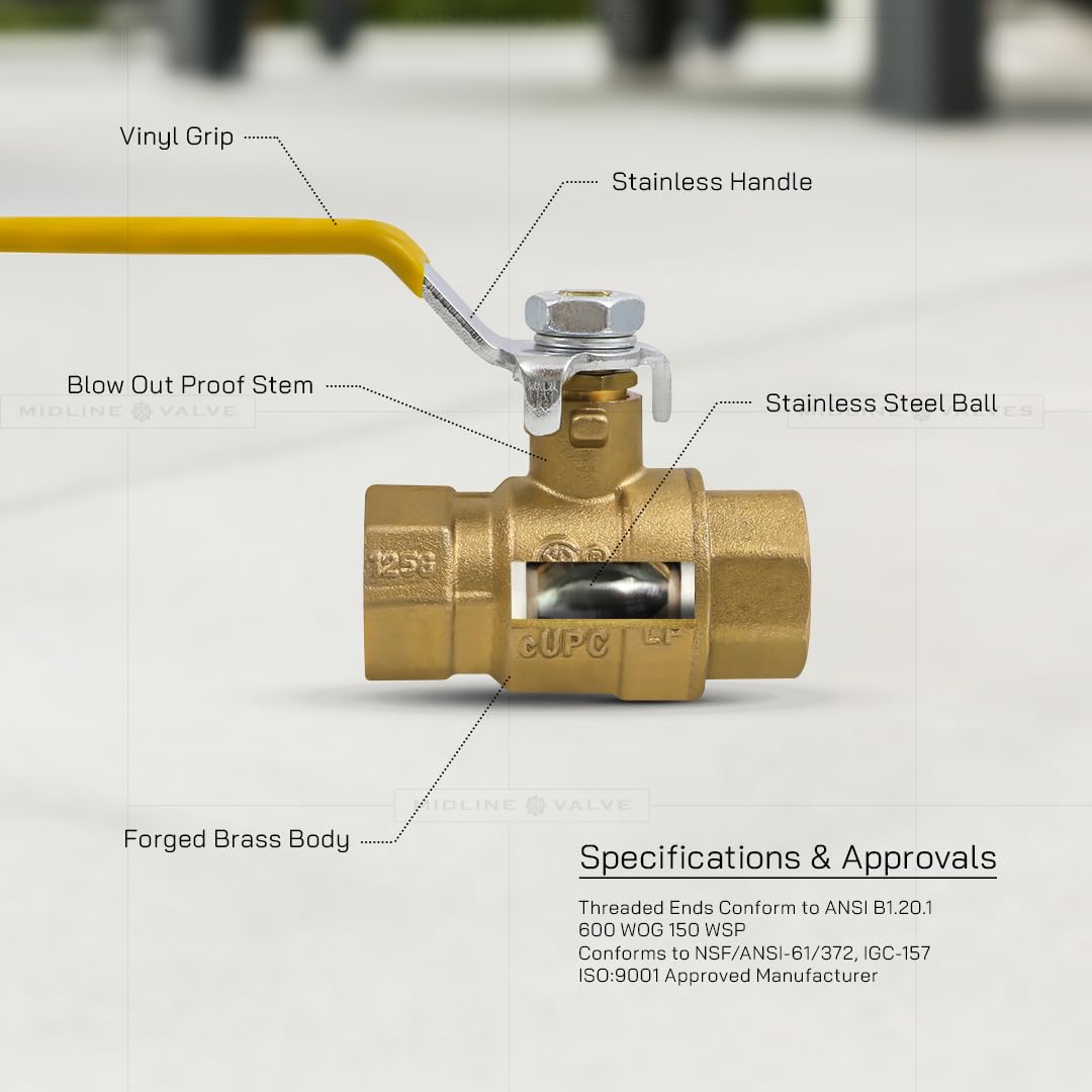 Everflow suministros 605t034-nl plomo Premium Full puerto válvula de bola de latón forjado con rosca hembra IPS conexiones