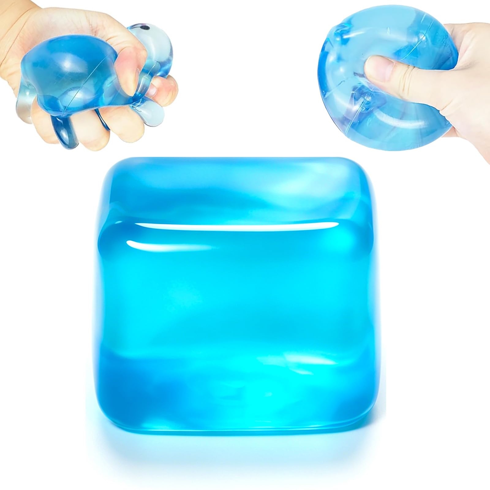 Cube Stress Balls – Squishy Fidget Toys, Silicone Fidget Cube for Stress & Anxiety Relief, Reusable Squishy Stress Toys, Classroom & Office Calming Toys (blue)