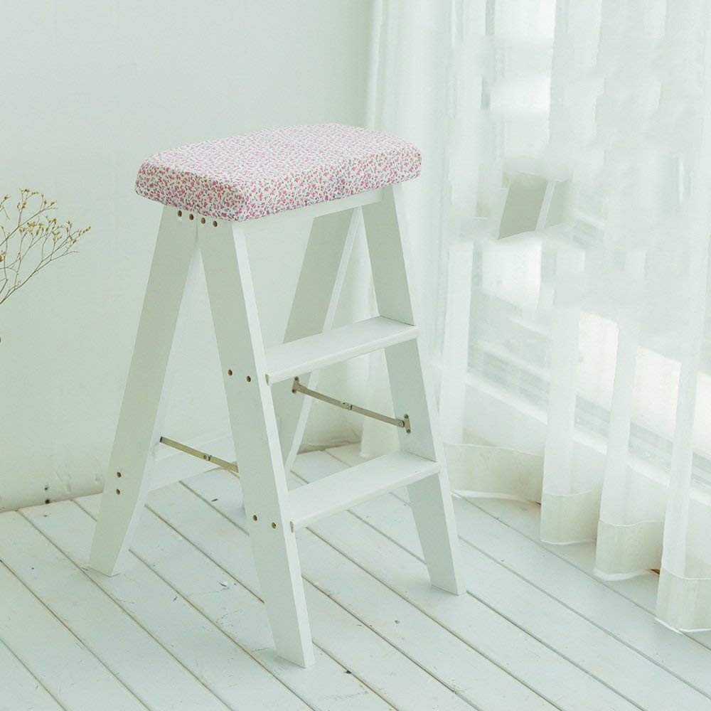Taburete escalera de madera plegable y multifunción para el hogar