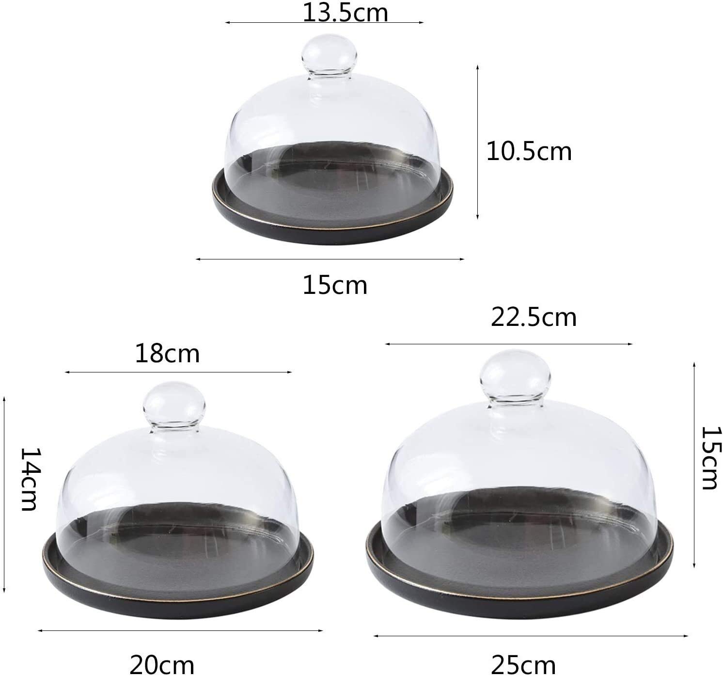 Home Cupola per Torta Multifunzionale e Vassoio Cupola per Formaggio e Insalata Scatola per la conservazione degli Alimenti Piatto per degustazione di Prodotti da Forno (Dimensioni: 15 cm) (20 cm)