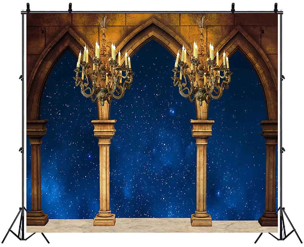 VIDMOT Medieval Palace Pillar Backdrop 10x10ft Princess Bell and Beast Theme Party Photography Background Kids Birthday Party Decorations BJXPVV69