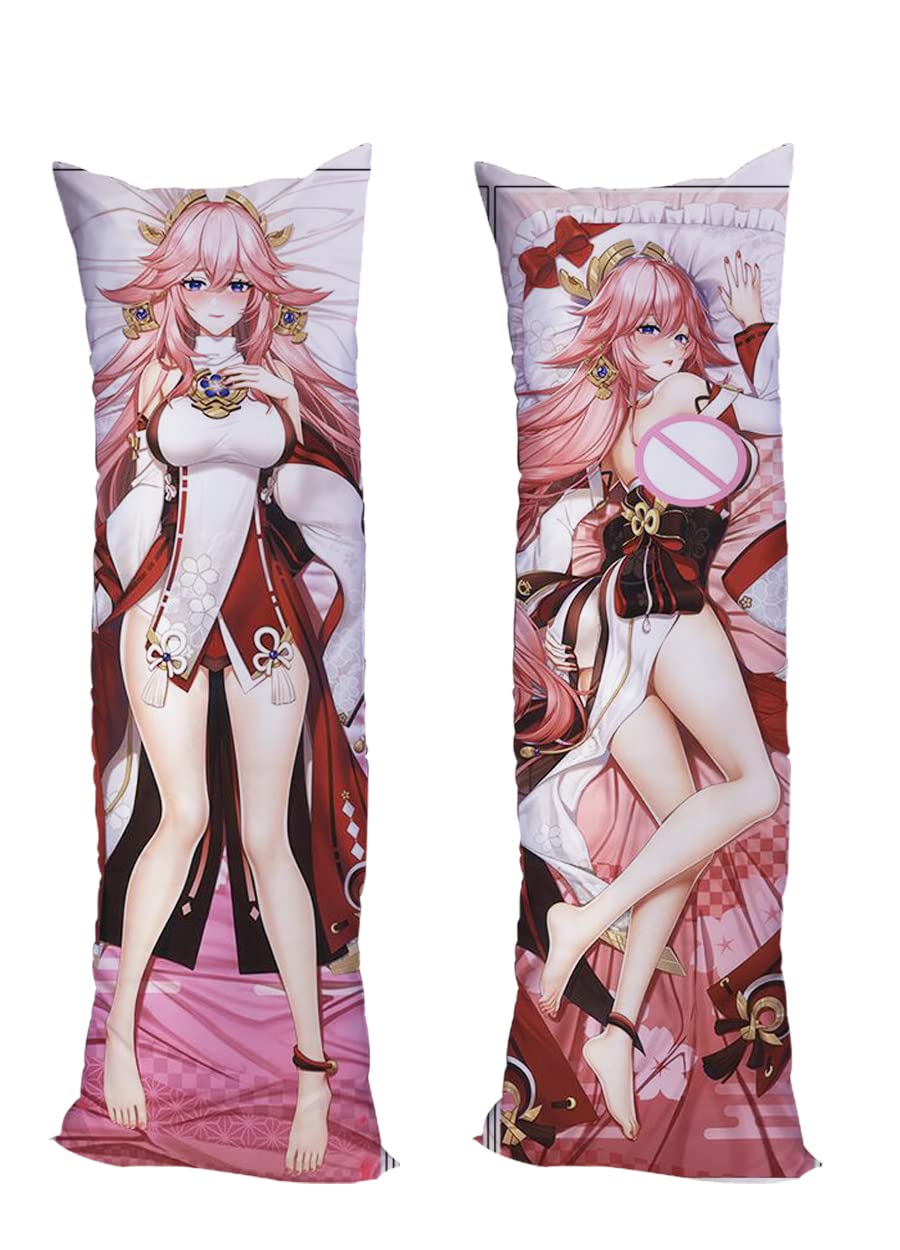YEYIXI Anime Genshin Impact Yae Miko Dakimakura Body Pillow Case Two Way Tricot 150x50cm (59in x 19.