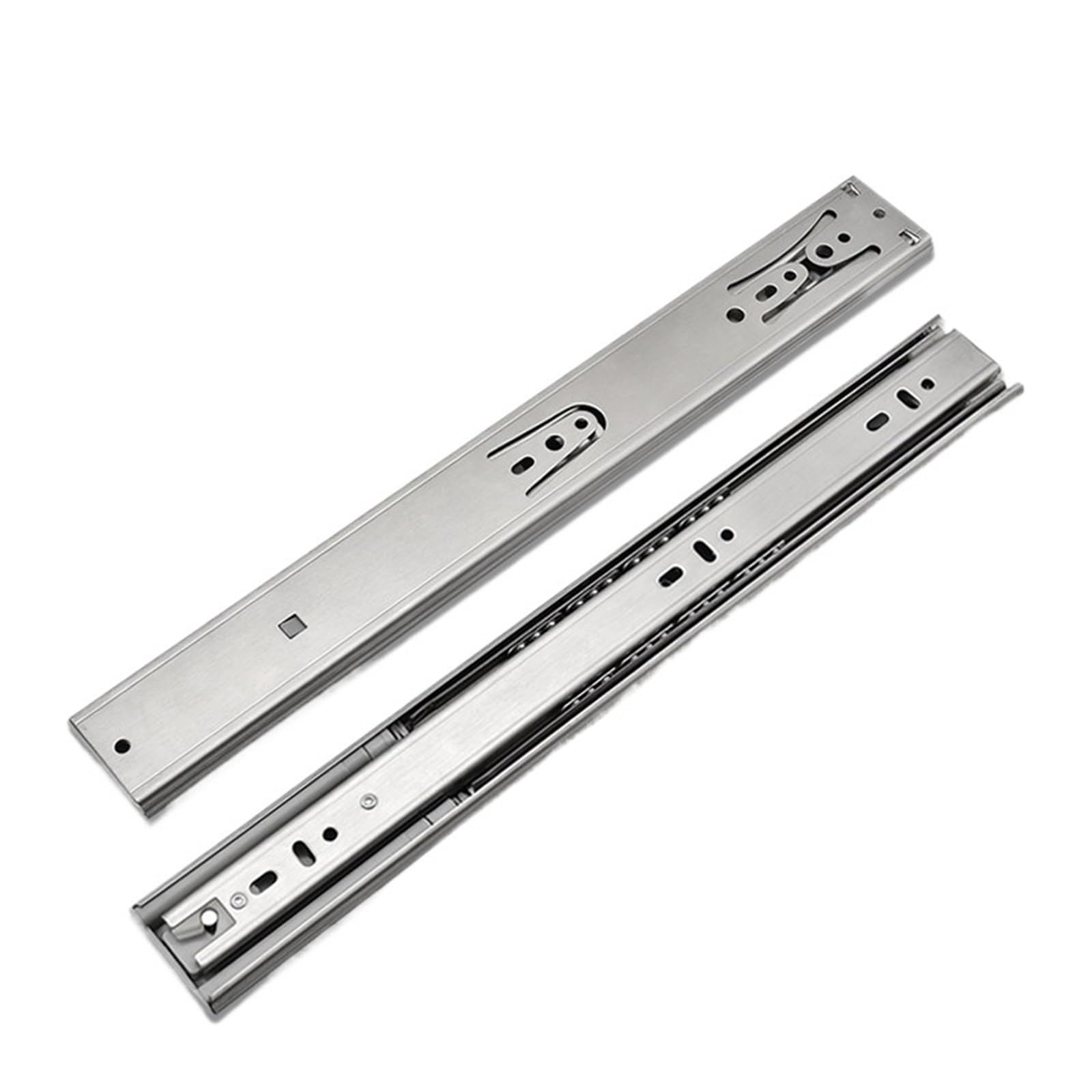 Ppqiru One Color 4Pcs 10"-22" Stainless Steel Cabinet Slides Soft Close Three-Section Drawer Rails Buffer Damper Hardware For Cabinet Drawer(Buffer 14Inch 35Cm)