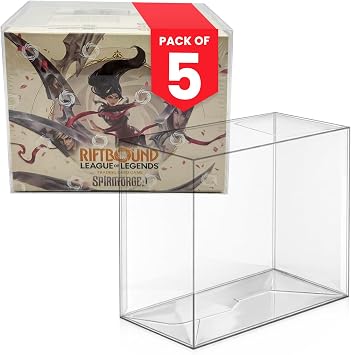 EVORETRO PET Display Case Protector Compatible for Riftbound TCG Booster Box 5 Pack - 0.50 mm Thick Plastic Clear Case for League of Legends Riftbound Booster Box Storage, Display & Protection