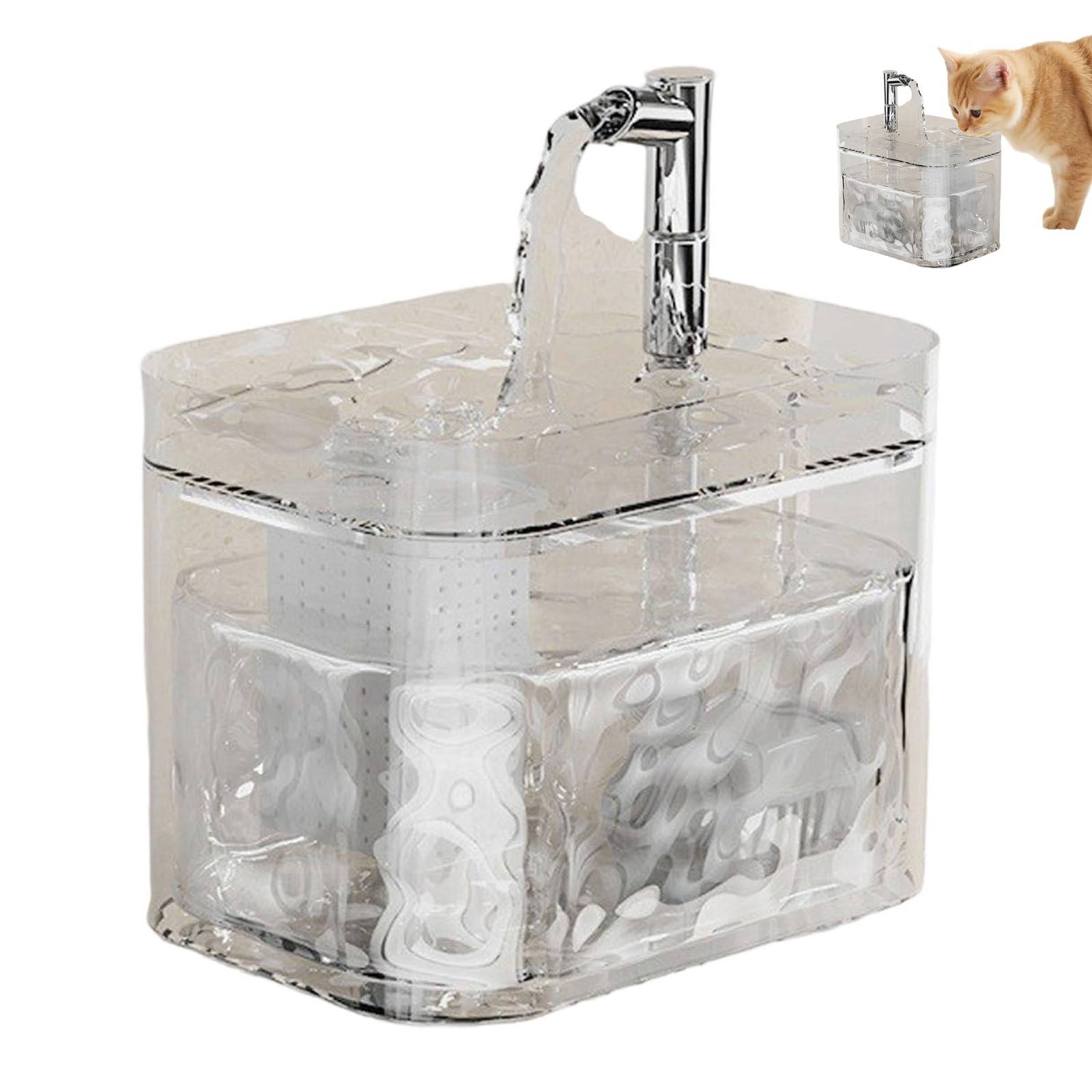 Cat Water Fountain, 1.5L USB Powered Automatic Cat Fountain，Cats Water Bowl Drinking Fountain, Water dry power cut, Clear Upgraded Pet Water Fountain With Smart Pump Filters (Transparent, 1PC)