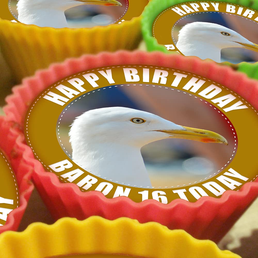 Seagull Bird - 20 x 5cm Personalised Edible Cupcake Toppers on Premium Icing