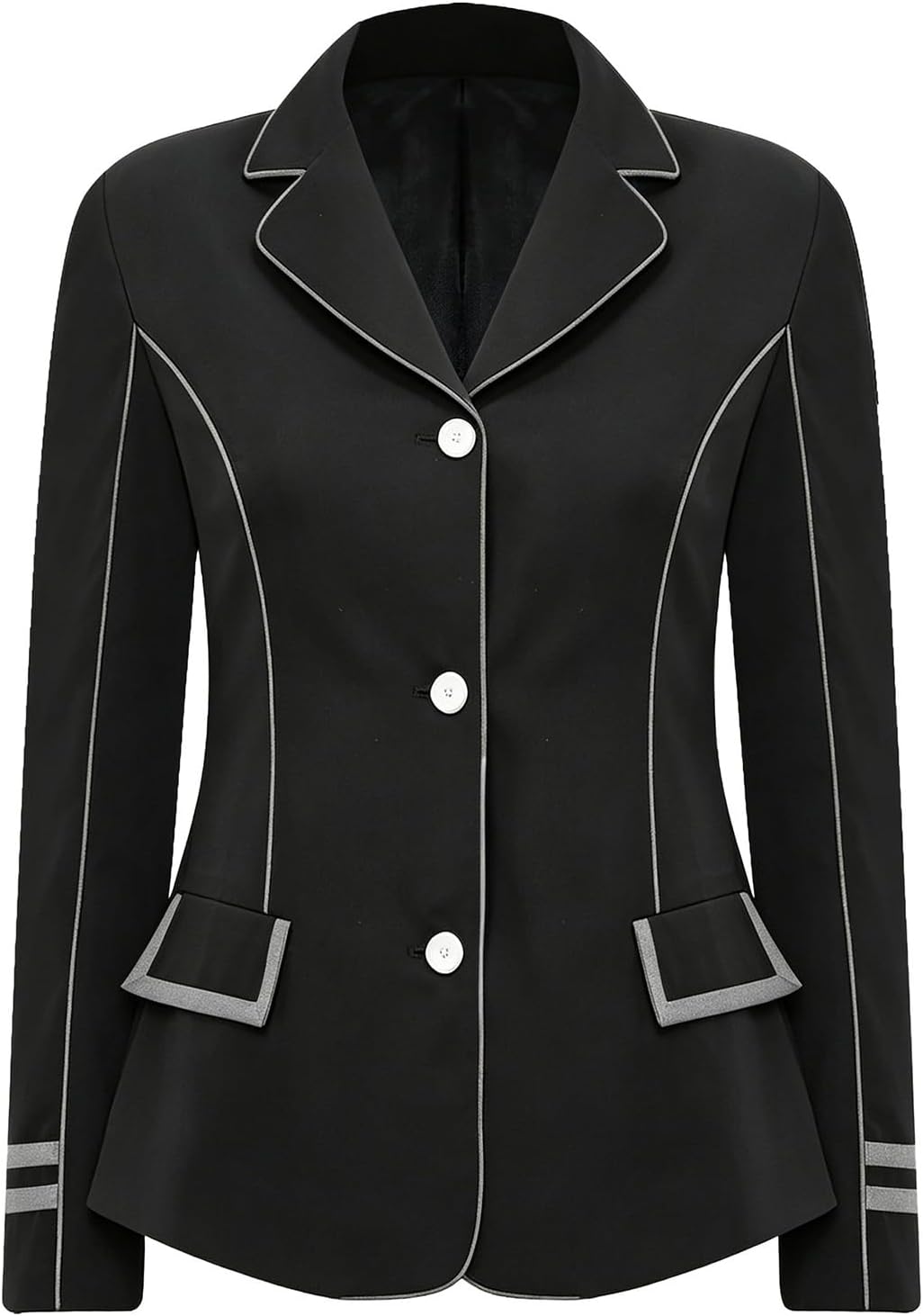 Kaerm Horse Riding Jacket for Women Lapel Collar Training Wear Long Sleeve Equestrian Competitor Coat