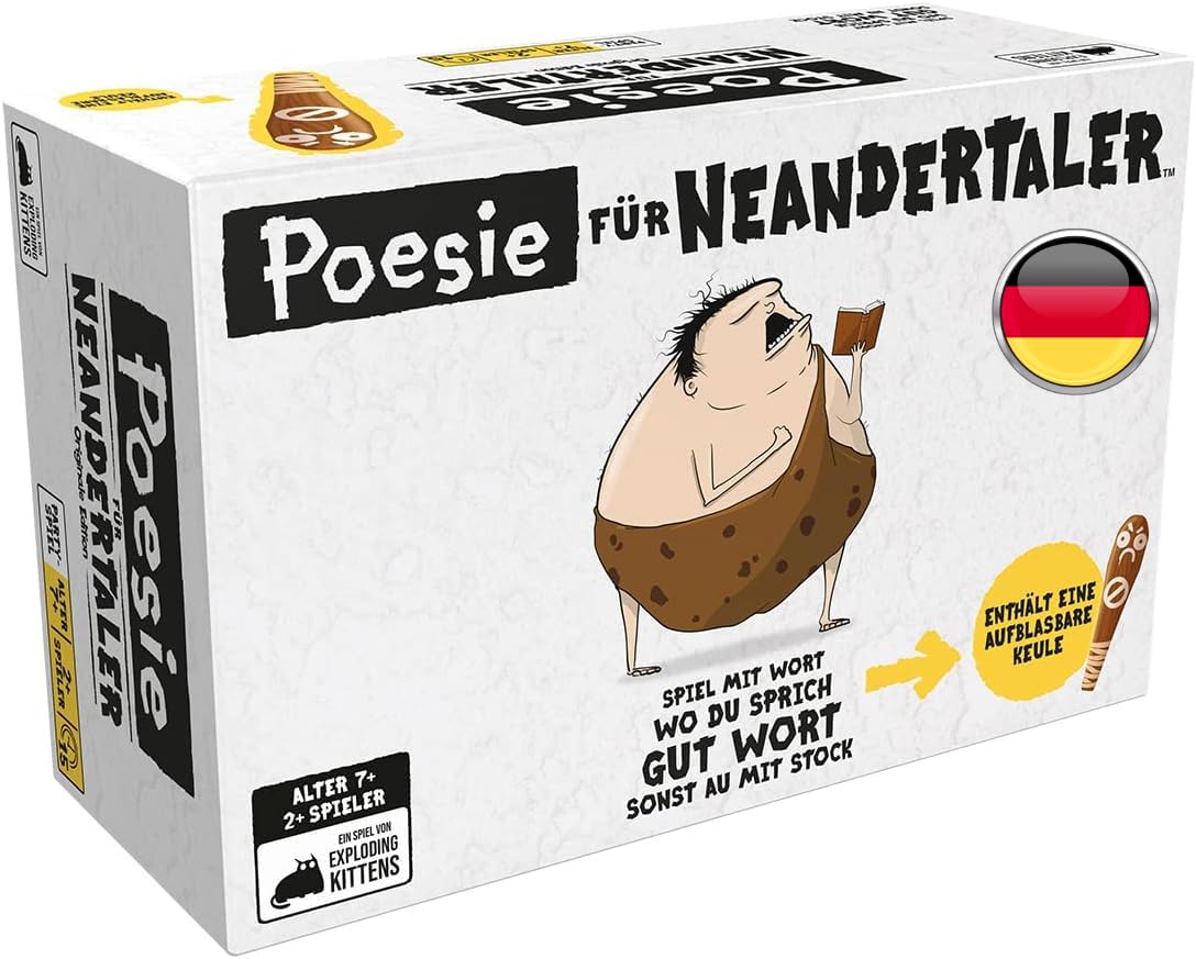 Asmodee Exploding Kittens, Poetry for Neanderthals, Party Game, Card Game, 2+ Players, from 7+ Years, 15 Minutes, German