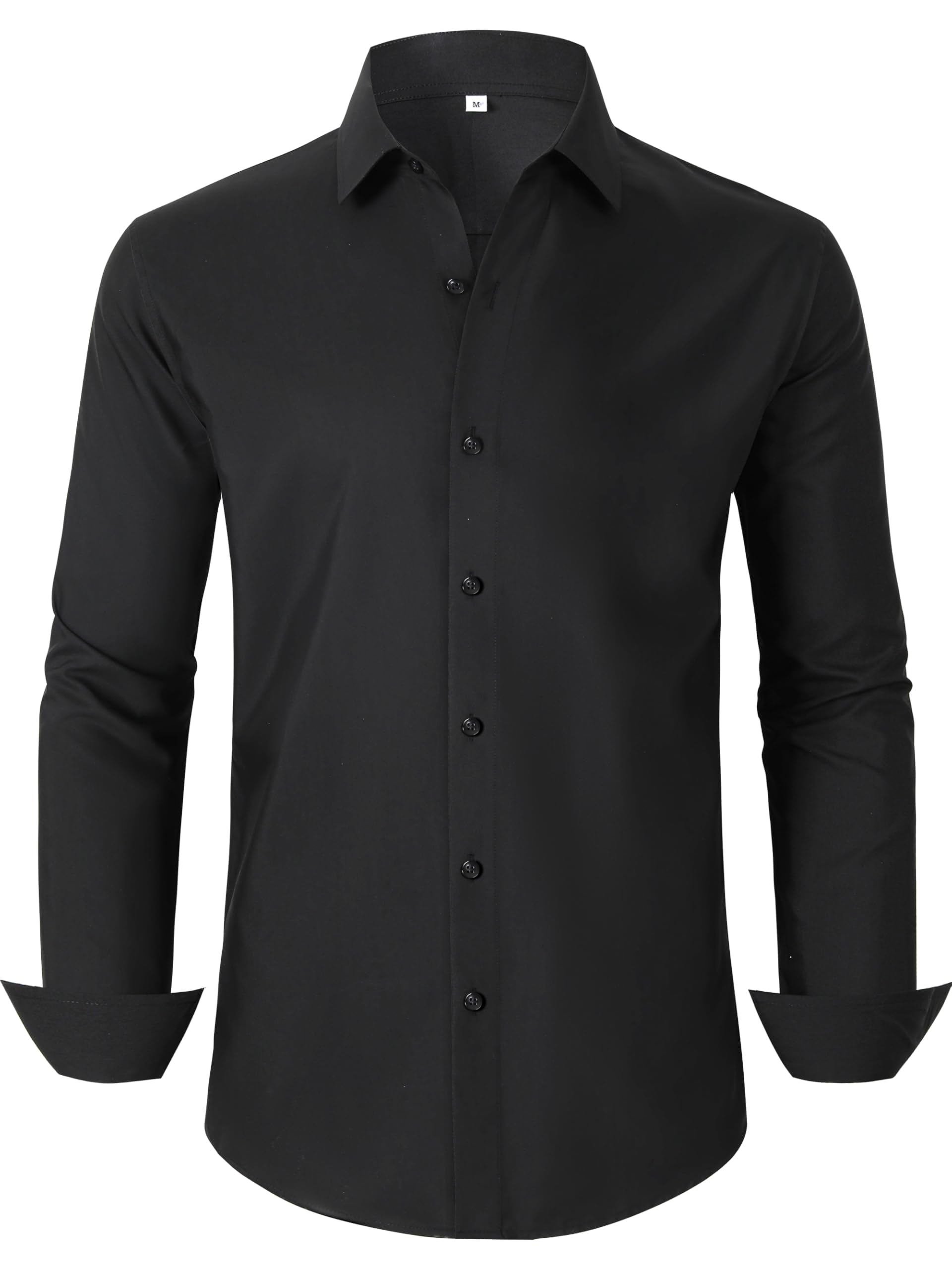 Ruisin Soft Wrinkle-Free Mens Dress Shirts Solid Long Sleeve Formal Shirt Business Casual Button Down Shirts Tall XXS-6XL