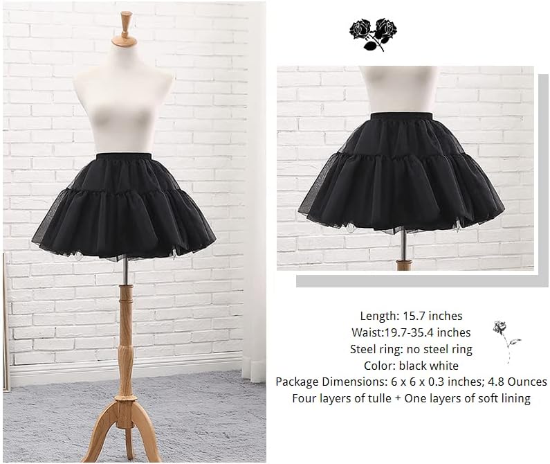 Women's 50s Vintage Hoopless Petticoat Adjustable Drawstring Waist Puffy Underskirt Lolita Halloween Rockabilly - Image 3